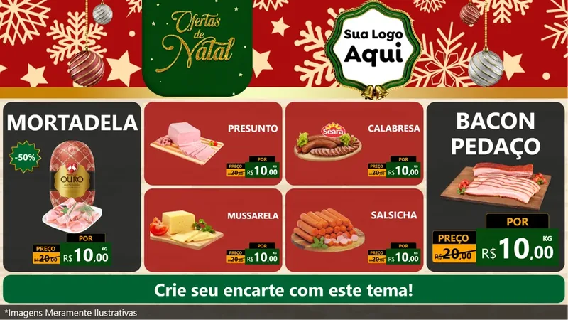 Modelo de TV para TV Horizontal com o tema Natal de Ofertas para Frios e Laticínios
