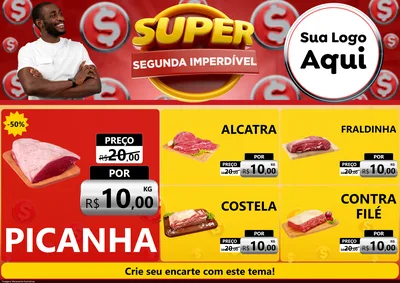 Modelo de Encarte para Encarte A4 Horizontal com o tema Super Segunda Imperdível para Açougue