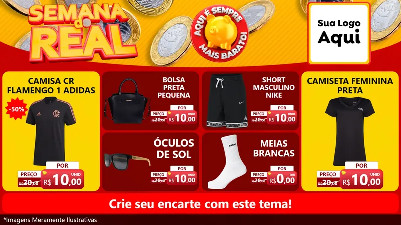 Modelo de TV para TV Horizontal com o tema Semana do Real para Roupas e acessórios