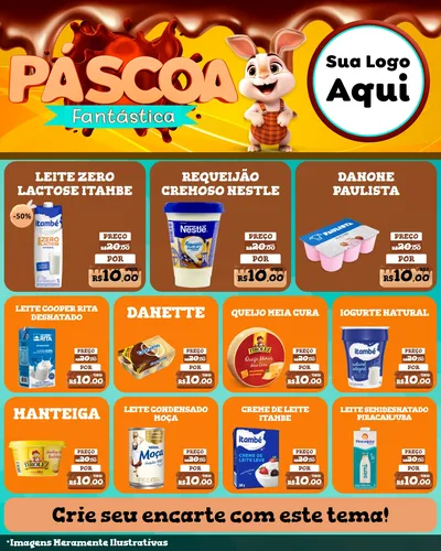 Modelo de Rede Social para Feed Instagram com o tema Páscoa Fantástica para Frios e Laticínios