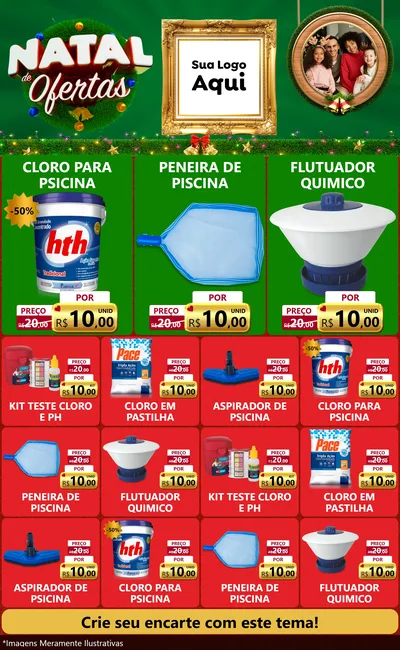Modelo de Encarte para Encarte Grande com o tema Natal de Ofertas para Produtos para Piscina