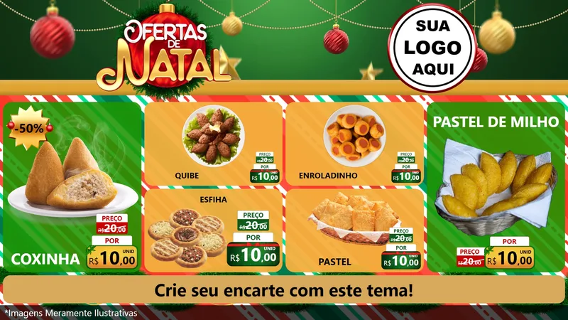 Modelo de TV para TV Horizontal com o tema Ofertas de Natal para Salgadaria