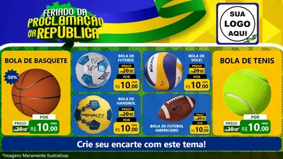 Modelo de TV para TV Horizontal com o tema Feriado da Proclamação da República para Artigos Esportivos