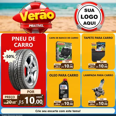 Modelo de Rede Social para Feed Facebook com o tema Verão Imbatível para Auto peças