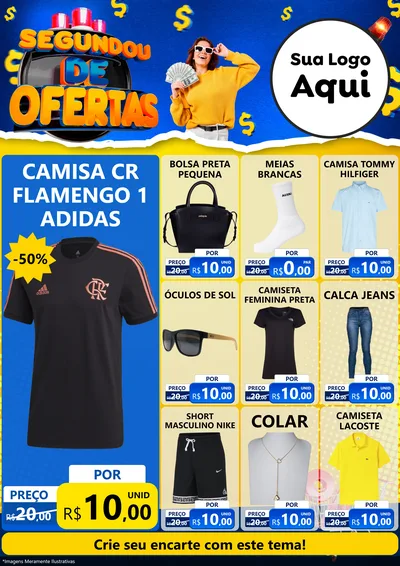 Modelo de Encarte para Encarte A4 Vertical com o tema Segundou de Ofertas para Roupas e acessórios