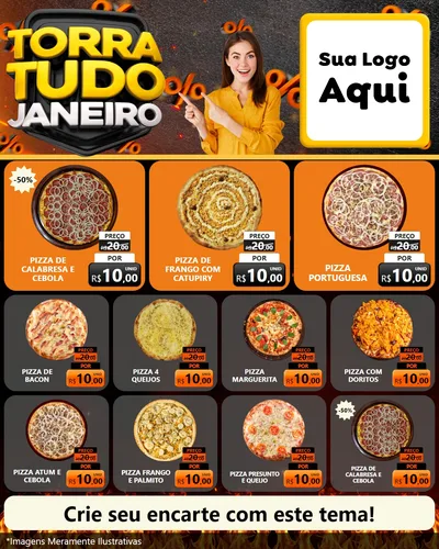 Modelo de Rede Social para Feed Instagram com o tema Torra Tudo Janeiro para Pizzaria