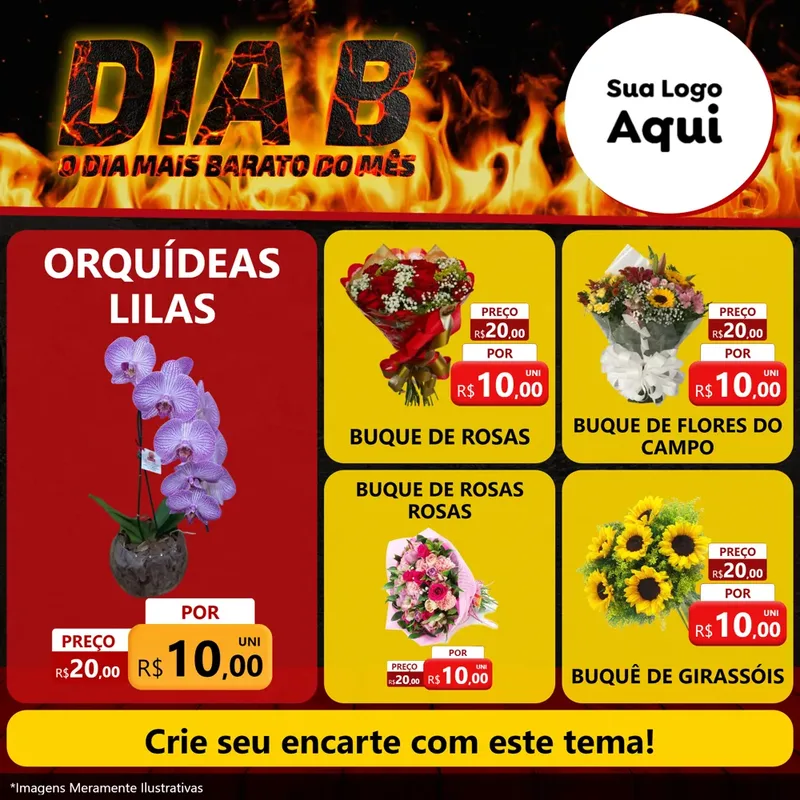 Modelo de Rede Social para Feed Facebook com o tema Dia B para Floricultura e jardim