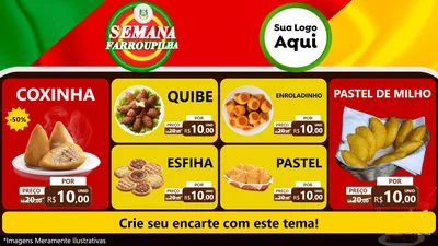 Modelo de TV para TV Horizontal com o tema Semana Farroupilha para Salgadaria