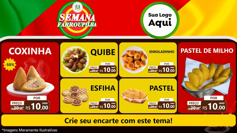 Modelo de TV para TV Horizontal com o tema Semana Farroupilha para Salgadaria