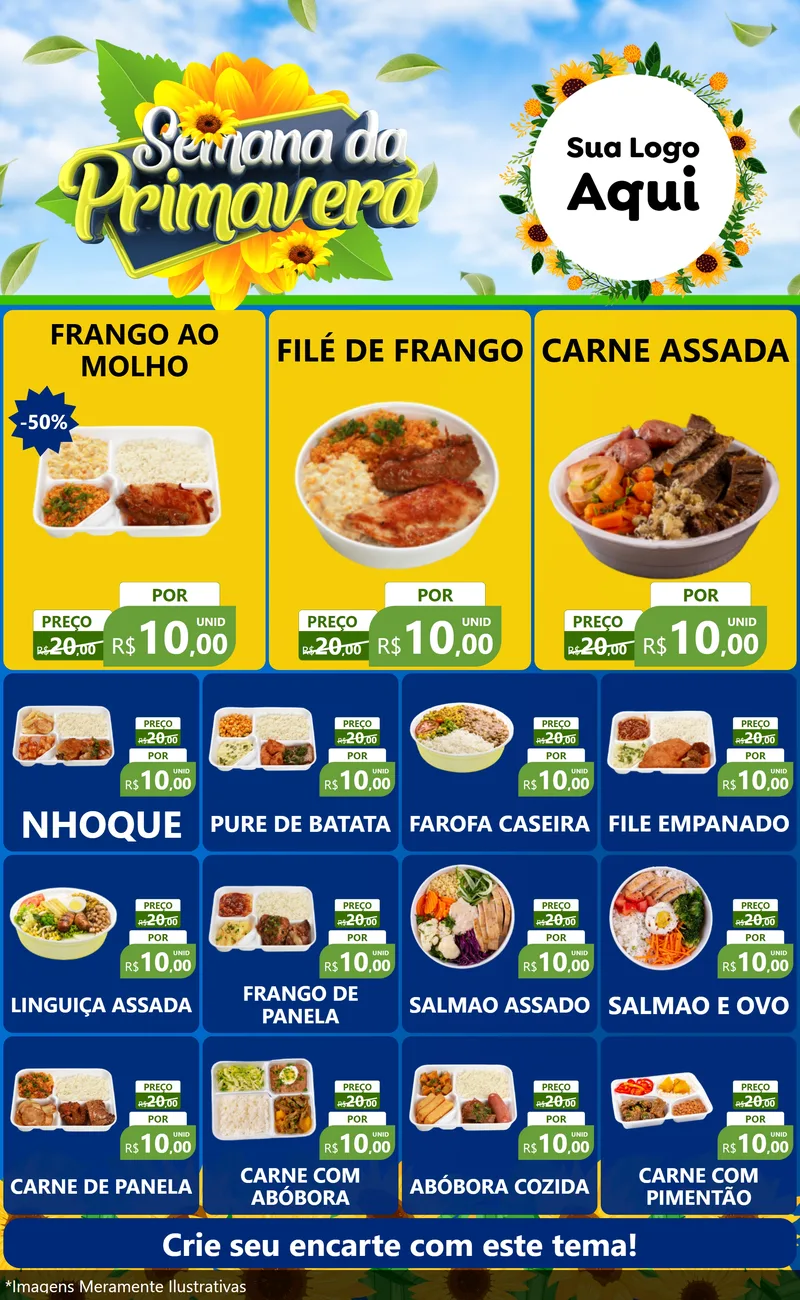 Modelo de Encarte para Encarte Grande com o tema Semana da Primavera para Restaurante