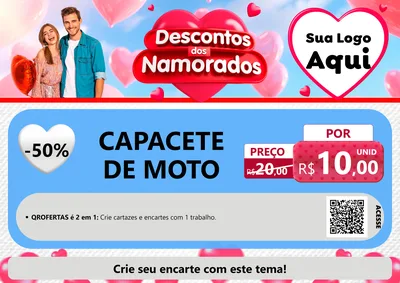 Modelo de Cartaz para Cartaz A4 Horizontal com o tema Descontos dos Namorados para Moto peças