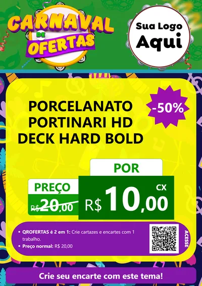 Modelo de Cartaz para Cartaz A4 Vertical com o tema Carnaval de Ofertas para Pisos e revestimentos