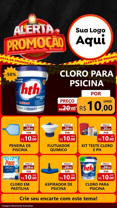 Modelo de Rede Social para Stories com o tema Alerta de Promoção para Produtos para Piscina