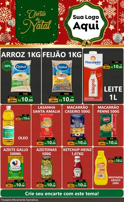 Modelo de Encarte para Encarte Grande com o tema Natal de Ofertas para Supermercado