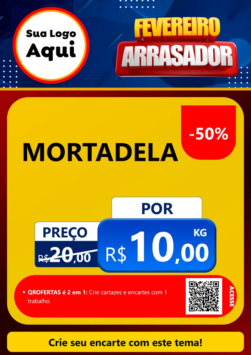 Modelo de Cartaz para Cartaz A4 Vertical com o tema Fevereiro Arrasador para Frios e Laticínios