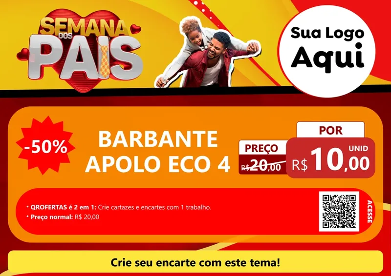 Modelo de Cartaz para Cartaz A4 Horizontal com o tema Semana Dos Pais para Armarinho e Aviamentos