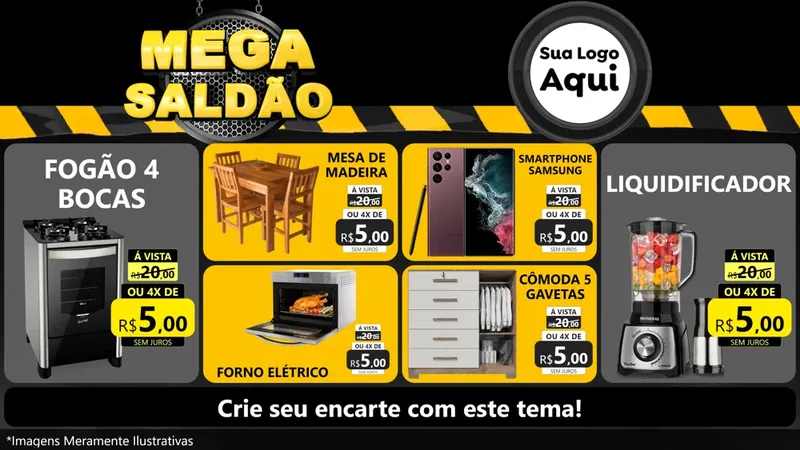 Modelo de TV para TV Horizontal com o tema Mega Saldão para Móveis e Eletro