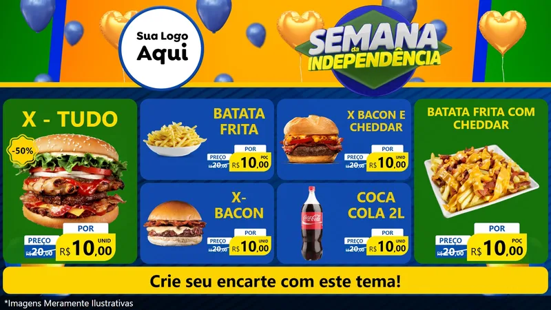 Modelo de TV para TV Horizontal com o tema Semana da Independência para Hamburgueria