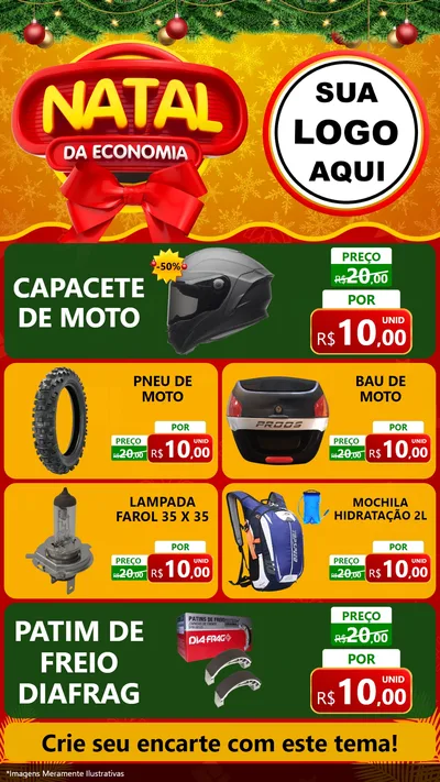 Modelo de TV para TV Vertical com o tema Natal da Economia para Moto peças