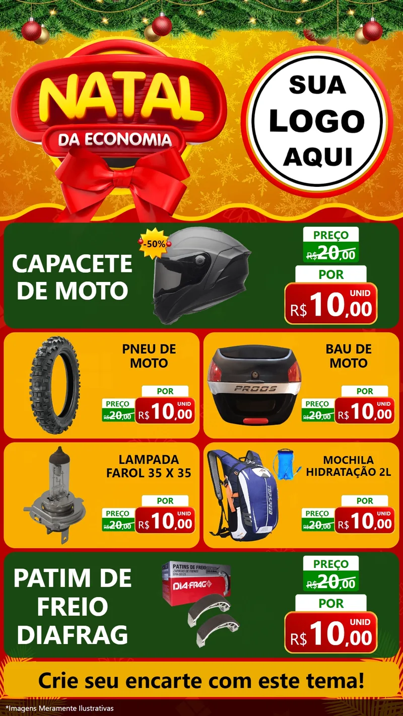 Modelo de TV para TV Vertical com o tema Natal da Economia para Moto peças