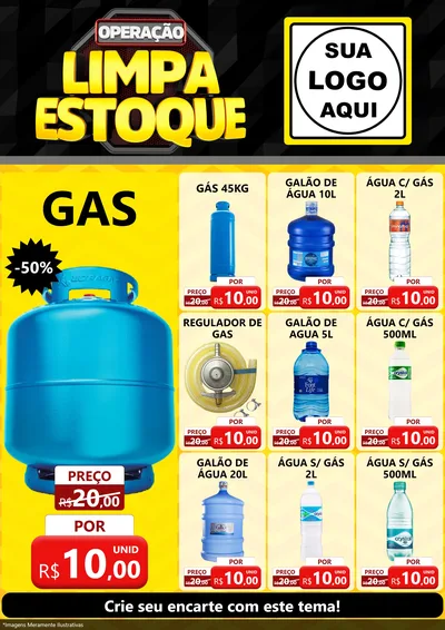 Modelo de Encarte para Encarte A4 Vertical com o tema Operação Limpa Estoque para Água e gás