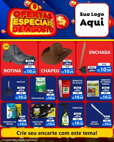 Modelo de Rede Social para Feed Instagram com o tema Ofertas Especiais de Agosto para Agropecuária