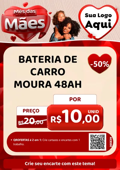 Modelo de Cartaz para Cartaz A4 Vertical com o tema Mês das Mães para Baterias Elétricas