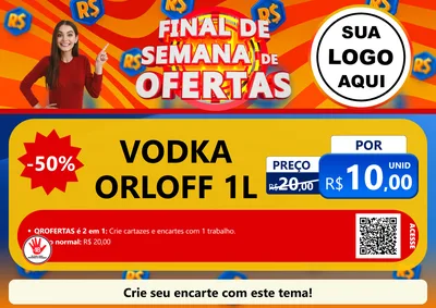 Modelo de Cartaz para Cartaz A4 Horizontal com o tema Final de Semana de Ofertas para Distribuidora de bebidas