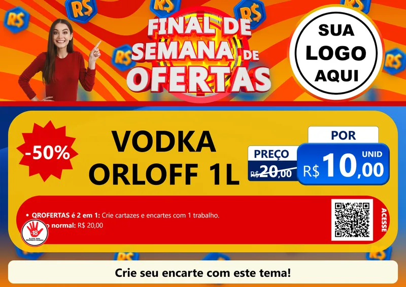 Modelo de Cartaz para Cartaz A4 Horizontal com o tema Final de Semana de Ofertas para Distribuidora de bebidas