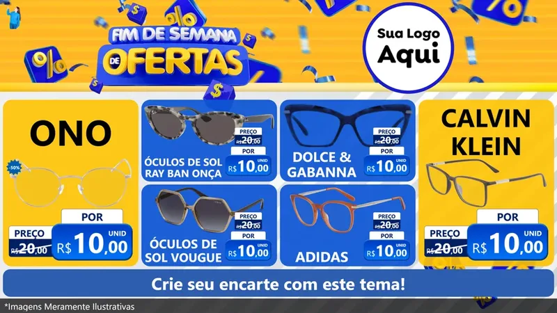 Modelo de TV para TV Horizontal com o tema Fim de Semana de Ofertas para Óticas