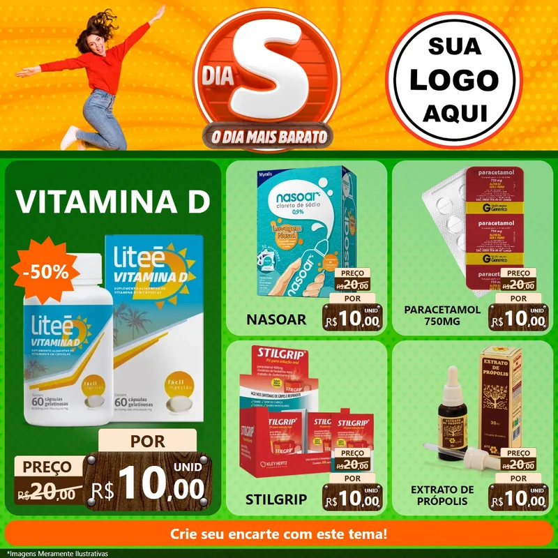 Modelo de Rede Social para Feed Facebook com o tema Dia S - O Dia Mais Barato para Farmácia