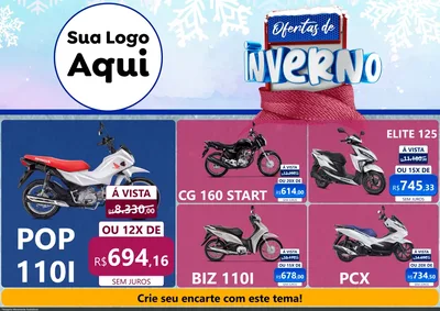 Modelo de Encarte para Encarte A4 Horizontal com o tema Ofertas de Inverno para Concessionaria de Motos