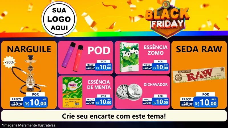 Modelo de TV para TV Horizontal com o tema Black Friday para Tabacaria
