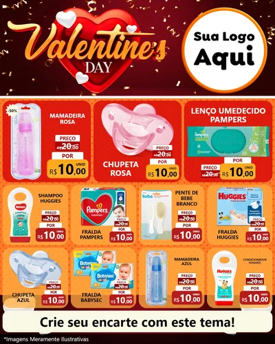 Modelo de Rede Social para Feed Instagram com o tema Valentine's Day para Bebês