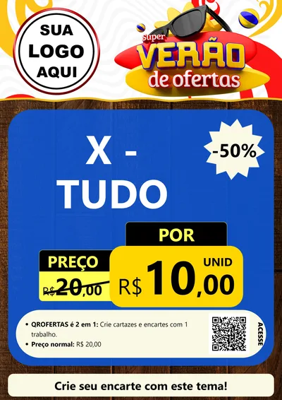 Modelo de Cartaz para Cartaz A4 Vertical com o tema Super Verão de Ofertas para Hamburgueria