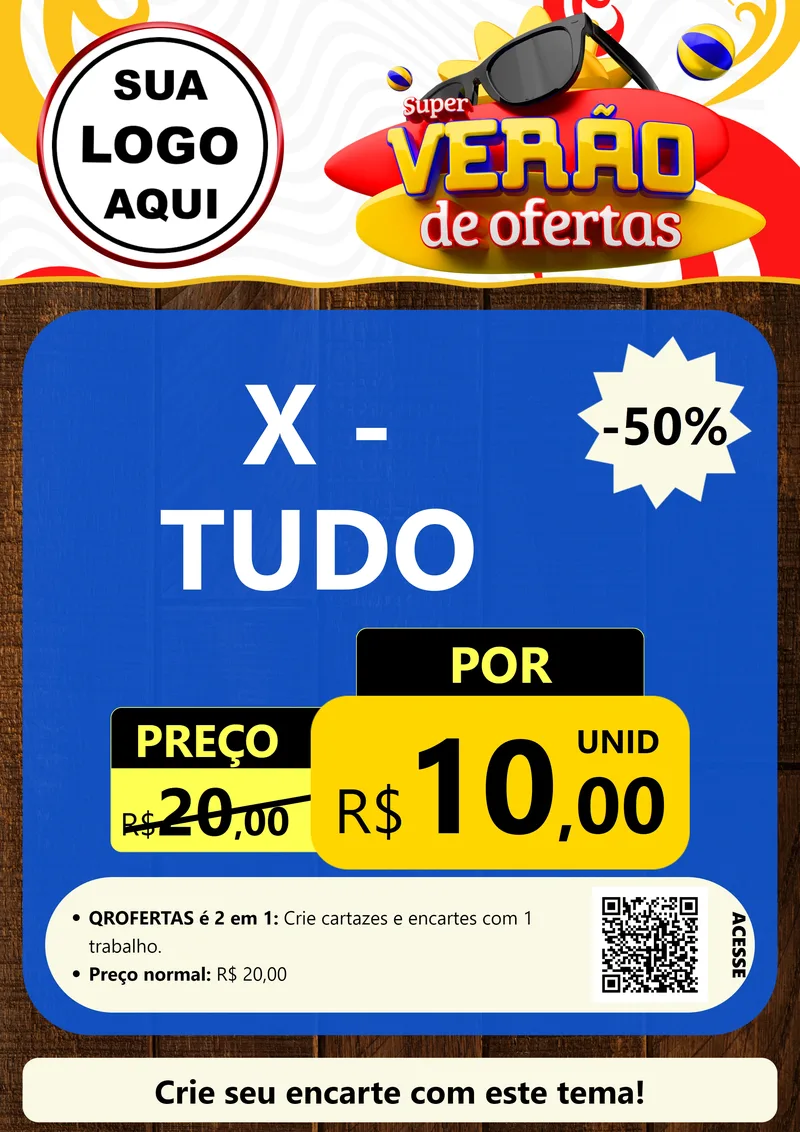 Modelo de Cartaz para Cartaz A4 Vertical com o tema Super Verão de Ofertas para Hamburgueria