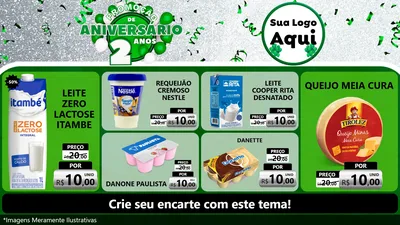 Modelo de TV para TV Horizontal com o tema Promoção de Aniversário - 2 Anos para Frios e Laticínios