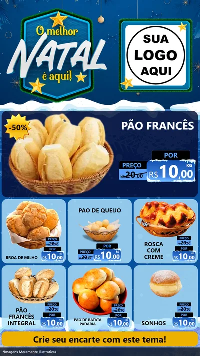 Modelo de Rede Social para Stories com o tema O Melhor Natal É Aqui! para Padaria