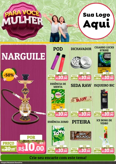 Modelo de Encarte para Encarte A4 Vertical com o tema Para Você Mulher para Tabacaria