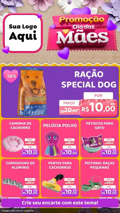 Modelo de Rede Social para Stories com o tema Promoção Dia das Mães para Pet Shop