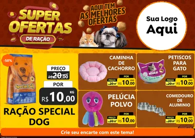 Modelo de Encarte para Encarte A4 Horizontal com o tema Super Oferta de Ração para Pet Shop