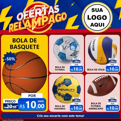 Modelo de Rede Social para Feed Facebook com o tema Ofertas Relâmpago para Artigos Esportivos