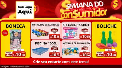 Modelo de TV para TV Horizontal com o tema Semana do Consumidor para Brinquedos