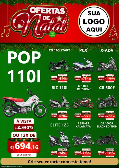 Modelo de Encarte para Encarte A4 Vertical com o tema Ofertas de Natal para Concessionaria de Motos