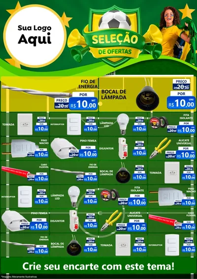 Modelo de Encarte para Encarte A4 Vertical com o tema Seleção de Ofertas - Copa para Materiais Elétricos