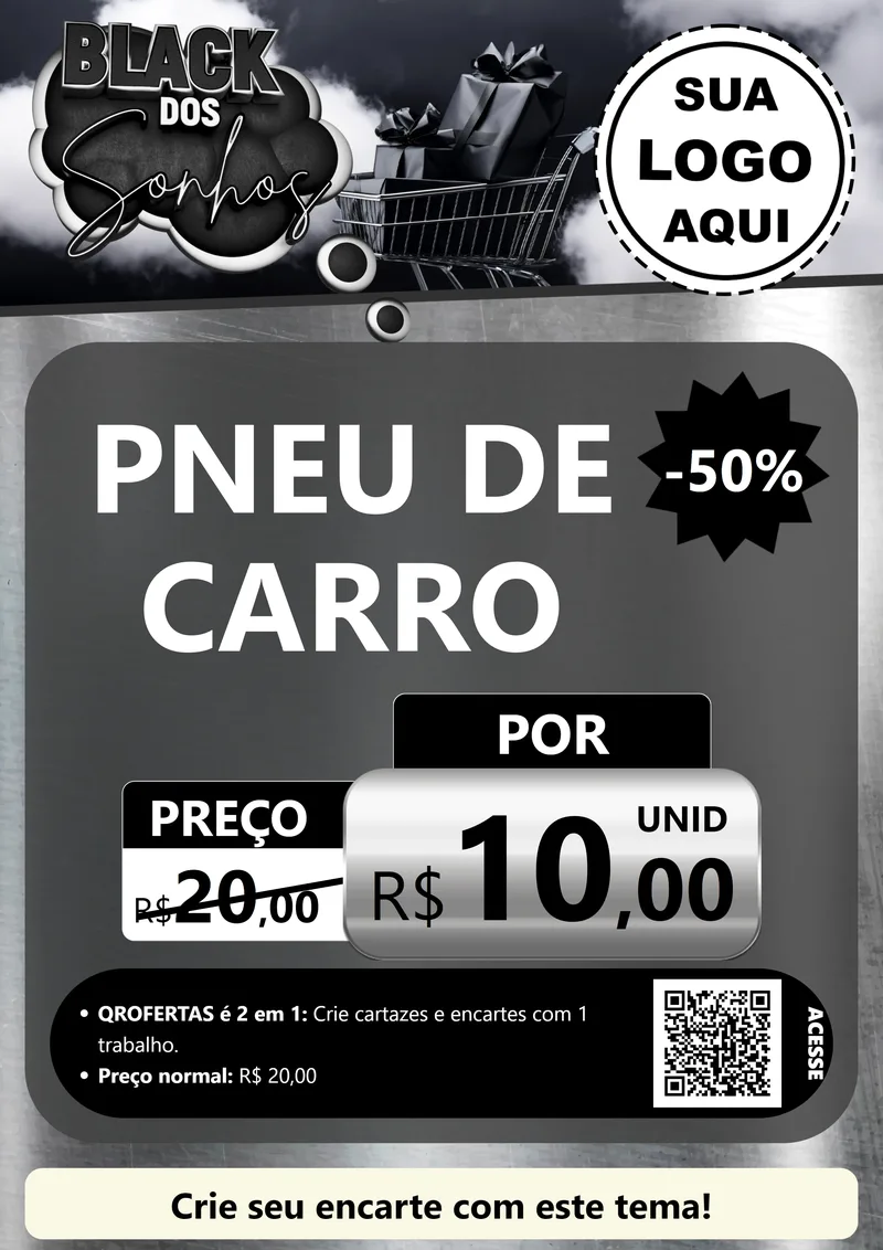 Modelo de Cartaz para Cartaz A4 Vertical com o tema Black dos Sonhos para Auto peças