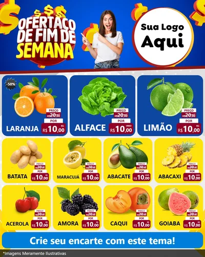 Modelo de Rede Social para Feed Instagram com o tema Ofertaço de Fim de Semana para Hortifrúti
