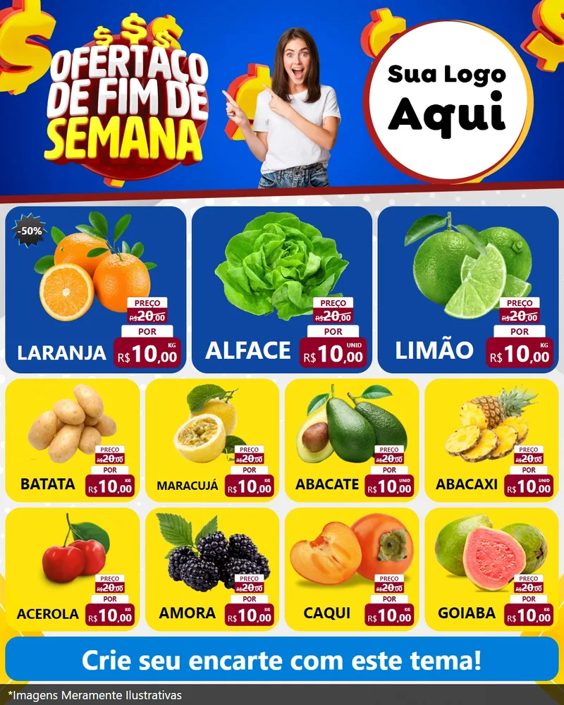 Modelo de Rede Social para Feed Instagram com o tema Ofertaço de Fim de Semana para Hortifrúti
