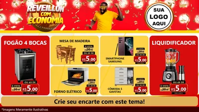 Modelo de TV para TV Horizontal com o tema Réveillon com Economia para Móveis e Eletro