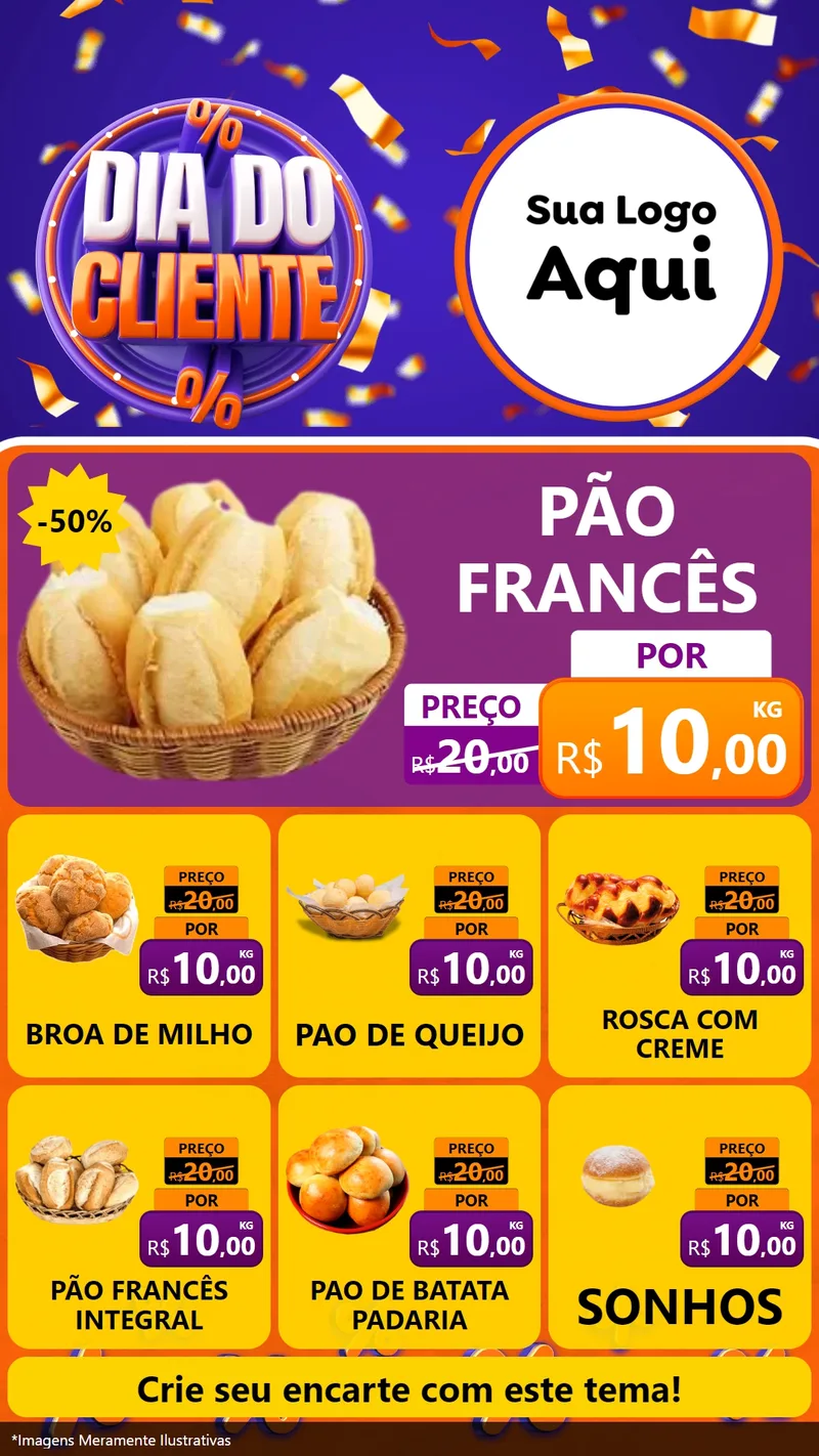 Modelo de Rede Social para Stories com o tema Dia do Cliente para Padaria
